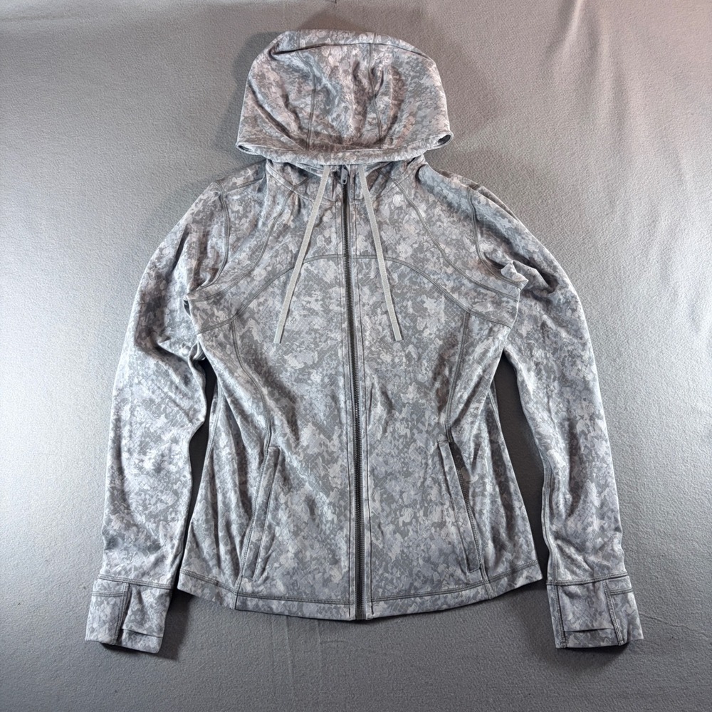 Lululemon Scuba Hoodie Fleece Hideaway Camo Starlight Gray Snake Animal Size 12